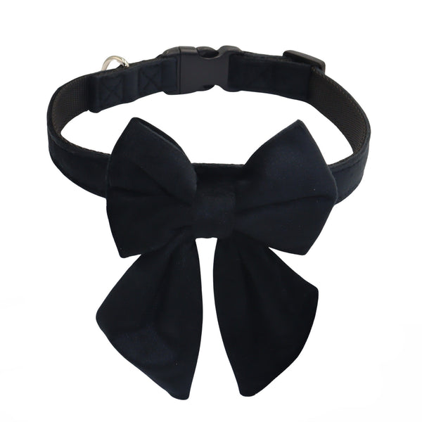 THAIN Velvet Dog Collar with Style Bow Tie, Quick Release Plastic Buckle Adjustable Dog Collars for Small Medium Large Dogs Pets