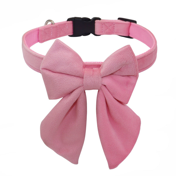 THAIN Velvet Dog Collar with Style Bow Tie, Quick Release Plastic Buckle Adjustable Dog Collars for Small Medium Large Dogs Pets