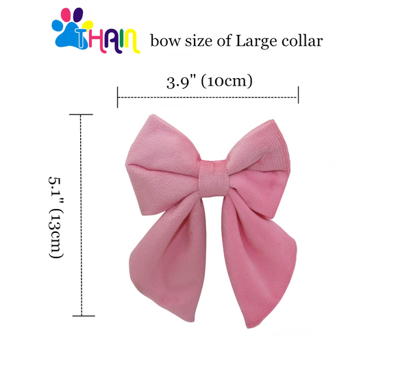 THAIN Velvet Dog Collar with Style Bow Tie, Quick Release Plastic Buckle Adjustable Dog Collars for Small Medium Large Dogs Pets