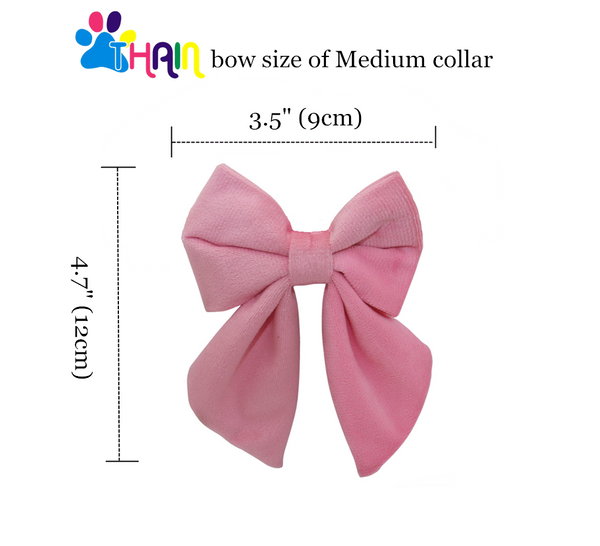 THAIN Velvet Dog Collar with Style Bow Tie, Quick Release Plastic Buckle Adjustable Dog Collars for Small Medium Large Dogs Pets