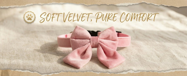 THAIN Velvet Dog Collar with Style Bow Tie, Quick Release Plastic Buckle Adjustable Dog Collars for Small Medium Large Dogs Pets