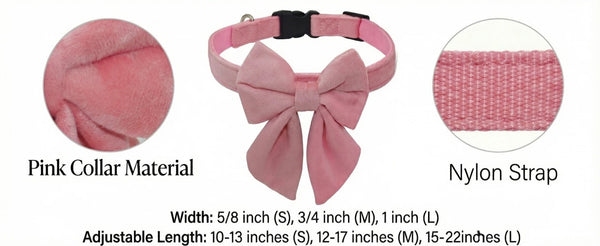THAIN Velvet Dog Collar with Style Bow Tie, Quick Release Plastic Buckle Adjustable Dog Collars for Small Medium Large Dogs Pets