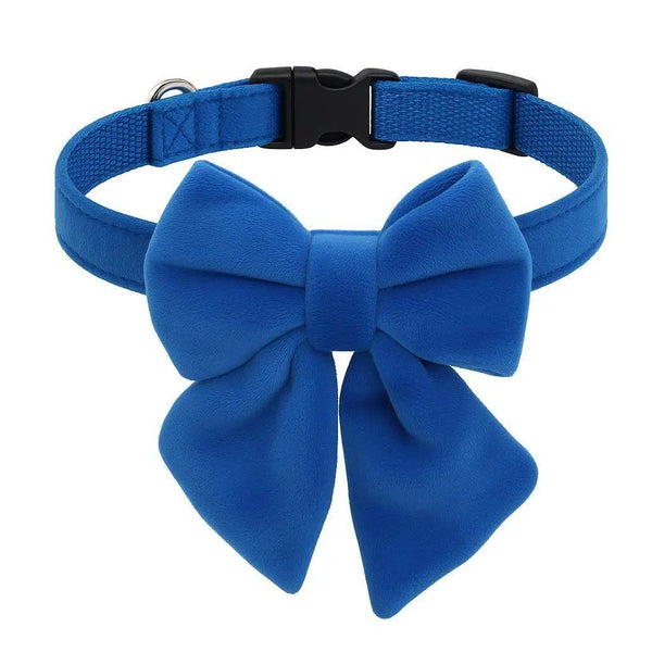 THAIN Velvet Dog Collar with Style Bow Tie, Quick Release Plastic Buckle Adjustable Dog Collars for Small Medium Large Dogs Pets