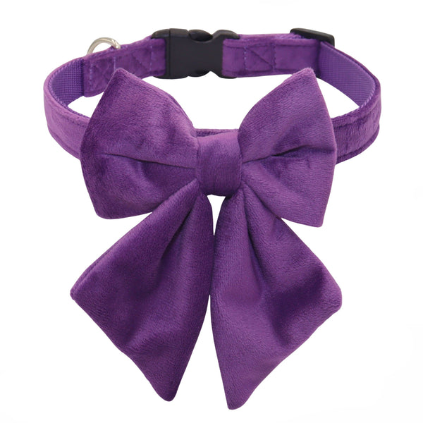 THAIN Velvet Dog Collar with Style Bow Tie, Quick Release Plastic Buckle Adjustable Dog Collars for Small Medium Large Dogs Pets