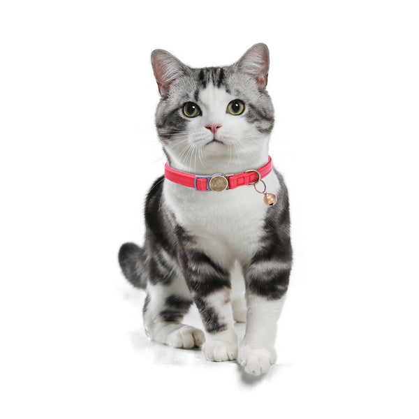THAIN Leather Cat Collar with Bell Breakaway- Adjustable, Durable, Retro Bell fit Most Cats and Kittens