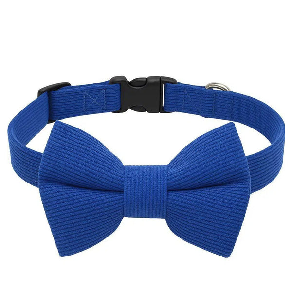THAIN Dog Collar with Bow Tie Corduroy,Soft,Breathable&Adjustable Quick Release Plastic Buckle Dog Collars for Small Medium Large Dogs Pets