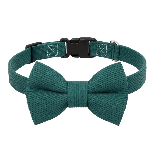 THAIN Dog Collar with Bow Tie Corduroy,Soft,Breathable&Adjustable Quick Release Plastic Buckle Dog Collars for Small Medium Large Dogs Pets