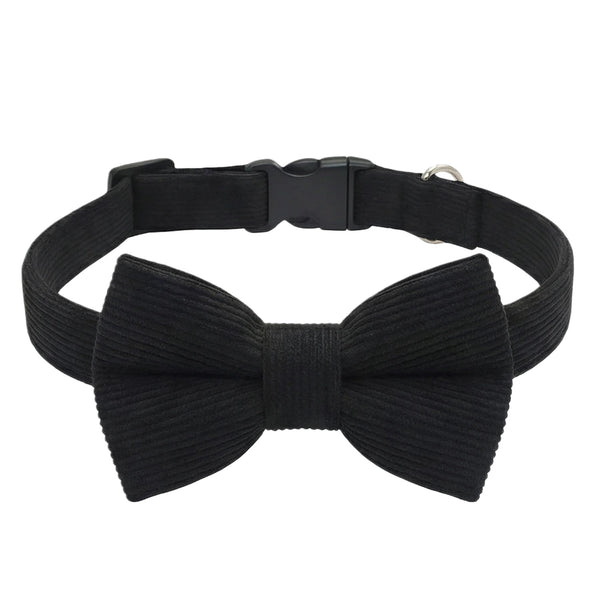 THAIN Dog Collar with Bow Tie Corduroy,Soft,Breathable&Adjustable Quick Release Plastic Buckle Dog Collars for Small Medium Large Dogs Pets