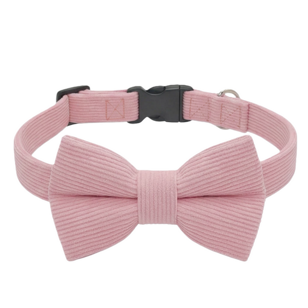 THAIN Dog Collar with Bow Tie Corduroy,Soft,Breathable&Adjustable Quick Release Plastic Buckle Dog Collars for Small Medium Large Dogs Pets