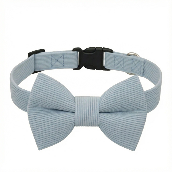 THAIN Dog Collar with Bow Tie Corduroy,Soft,Breathable&Adjustable Quick Release Plastic Buckle Dog Collars for Small Medium Large Dogs Pets