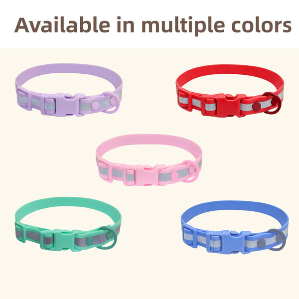 THAIN Waterproof Reflective Dog Collar –PVC Webbing with High Visibility Reflective Strip–Easy to Clean – Perfect for Daily Use & Night Walks – for Small Medium Large Dogs