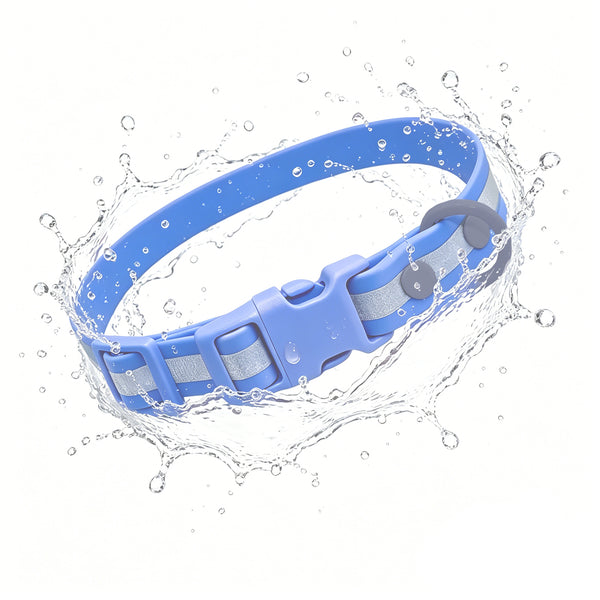THAIN Waterproof Reflective Dog Collar –PVC Webbing with High Visibility Reflective Strip–Easy to Clean – Perfect for Daily Use & Night Walks – for Small Medium Large Dogs