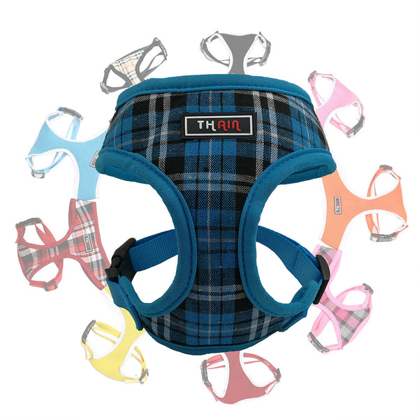 THAIN Plaid Dog and Cat Vest Mesh Harness Padded for Puppy Small Medium Dogs Eco-Freiendly