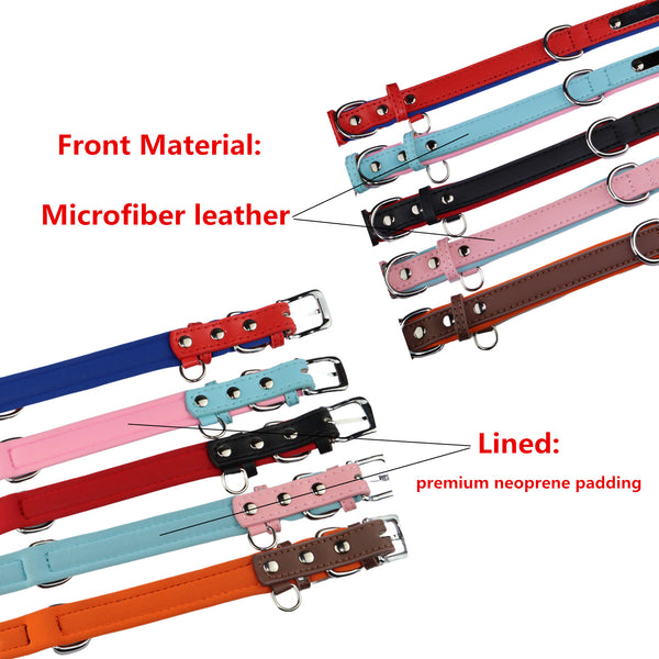 THAIN Personalized Dog Collars Microfiber Leather with Free Engraved Name Plate, Neoprene Padded Pet Collar for Puppy Small Medium Large Dogs