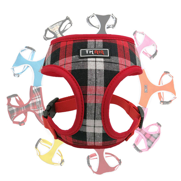 THAIN Plaid Dog and Cat Vest Mesh Harness Padded for Puppy Small Medium Dogs Eco-Freiendly