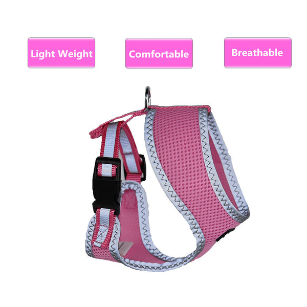 THAIN Reflective Dog and Cat Vest Mesh Harness Padded for Puppy Small Medium Dogs Eco-Freiendly