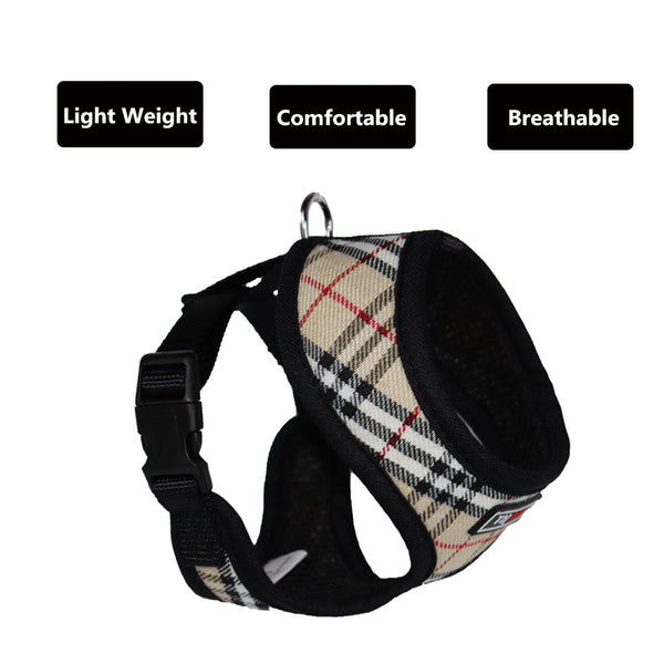 THAIN Plaid Dog and Cat Vest Mesh Harness Padded for Puppy Small Medium Dogs Eco-Freiendly