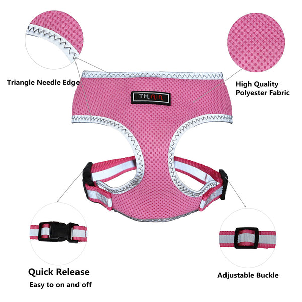 THAIN Reflective Dog and Cat Vest Mesh Harness Padded for Puppy Small Medium Dogs Eco-Freiendly