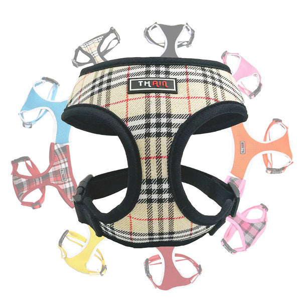 THAIN Plaid Dog and Cat Vest Mesh Harness Padded for Puppy Small Medium Dogs Eco-Freiendly